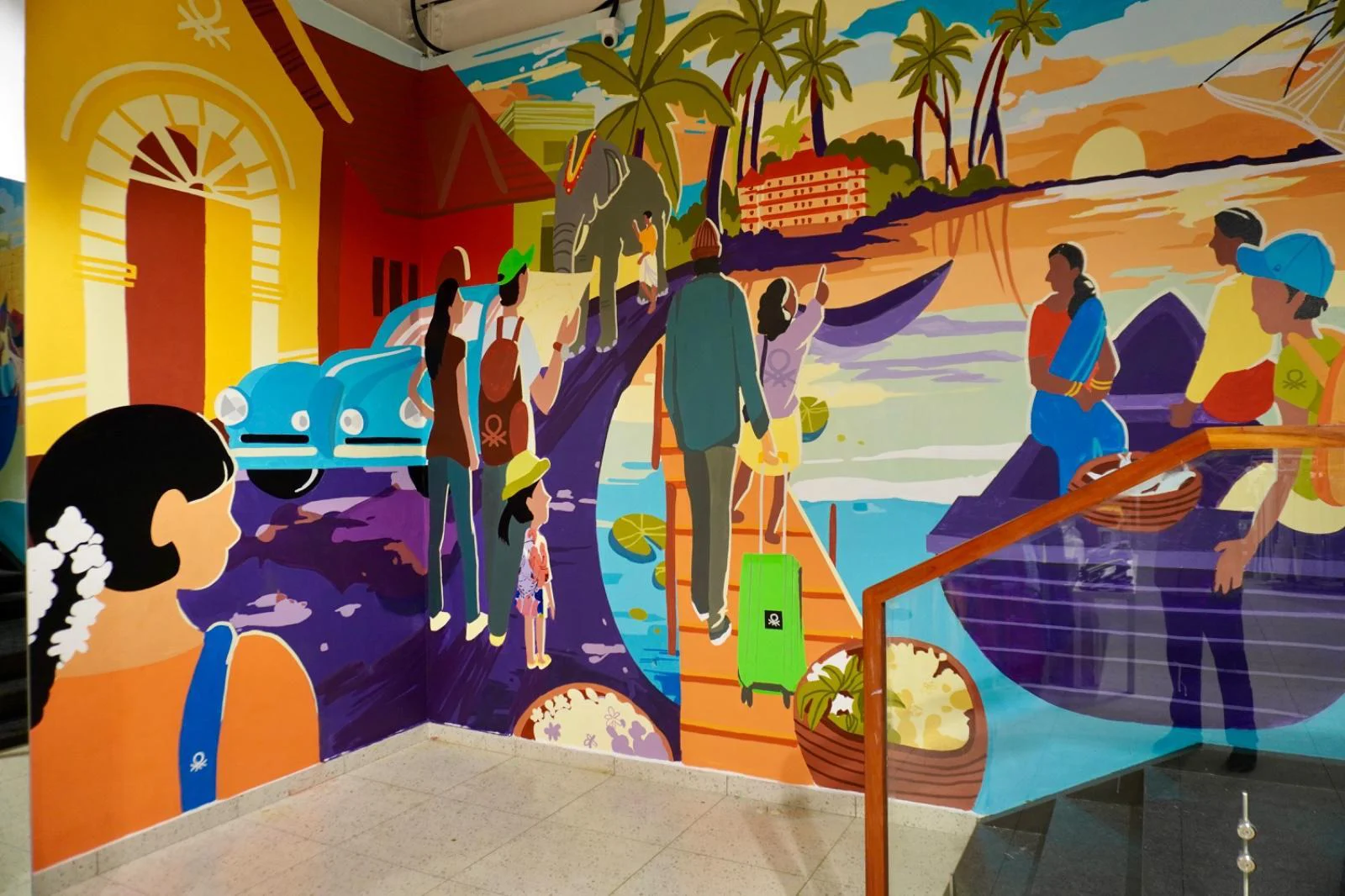 Colorful heritage travel mural created for UCB in Kochi